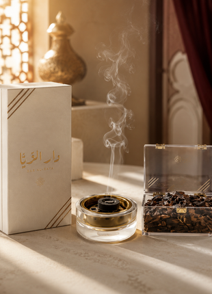 بوكس هدية العود الفاخر مع مبخرة ودخان - دار الريا